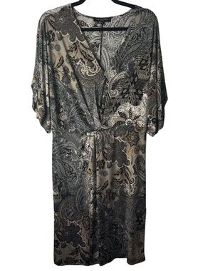 Ilse Jacobsen Paisley Wrap Tie Front Midi Dress Size XL Formal Business Casual